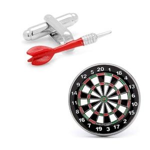 Mens Metal Dart & Dart Board Cufflinks Red
